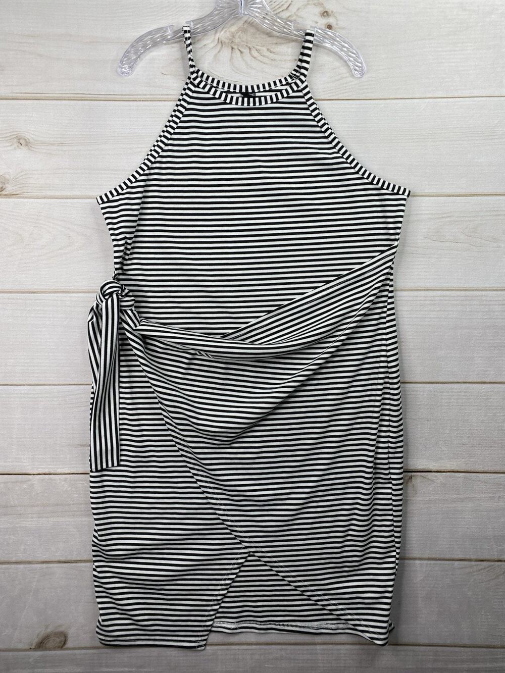 Scomchic Dress 3XL Black White Striped Wrap Sleeveless Summer Beach Casual Fun